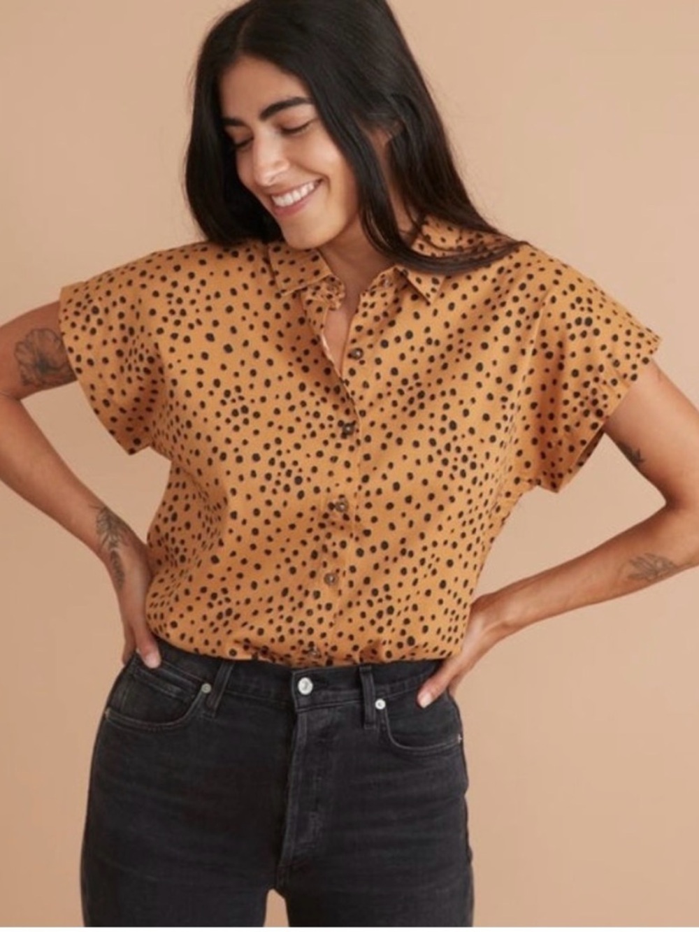 Marine Layer Women’s Dana Shirt Abstract Cheetah Print Size Medium